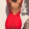 mini dress on the ramechers with bare backs and a crinkled bottom