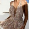 mini dress transparent with sequins