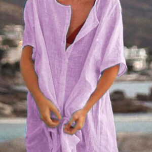 mini dress with a loose button cut 2