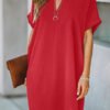 mini dress with a loose cut with a neckline in the shape of the letter v 3