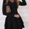 mini dress with a neckline in the shape of the letter v and a layered pour