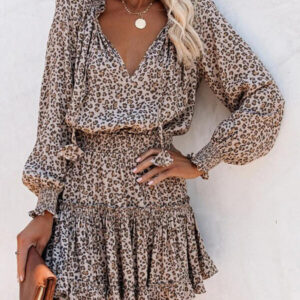 mini dress with an elastic band and a frilling bottom