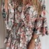 mini dress with binding at the neckline and elastic at the waist 2
