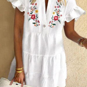 mini dress with frills at the sleeves