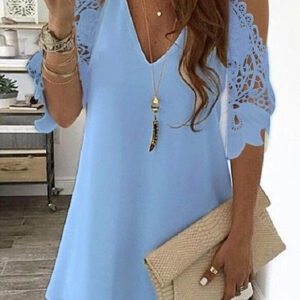mini dress with lace on the sleeves and culpretation on the shoulders 2