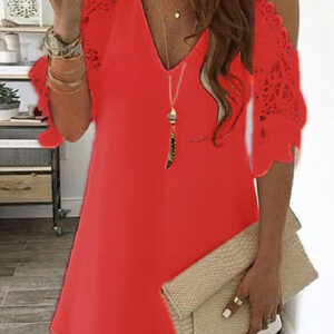 mini dress with lace on the sleeves and culpretation on the shoulders 5