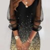 mini dress with sequins and tulle sleeves