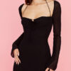 mini dress with transparent sleeves and binding around the neck