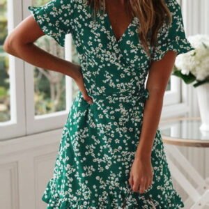 mini envelope dress with a frill