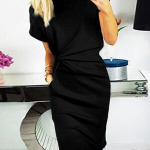 olova dress with draping and a neckline in the ice cream