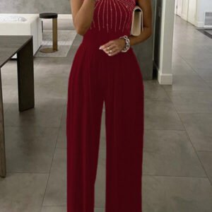 overalls with zircons and stripes on the neckline 3