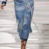 patchwork jeans with a scarf