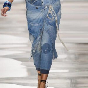 patchwork jeans with a scarf