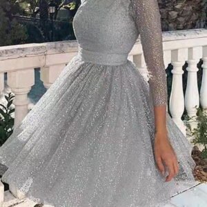 sequin dress flared with a belt