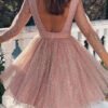 sequin dress with a tulle pad and open back 2