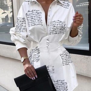 shirt dress with a corset waist with print