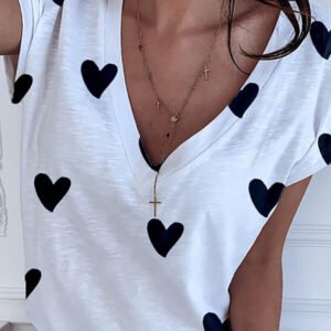 t shirt with print with a neckline in the shape of the letter v