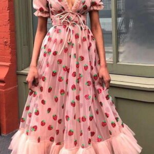 tulle midi dress with lacing at the waist and frill
