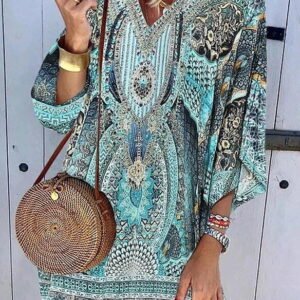 tunic dress with a neckline in the shape of the letters v
