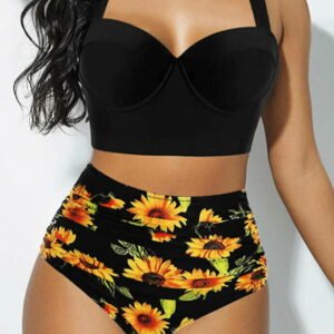 two cycle baths with top and draped high waisted panties